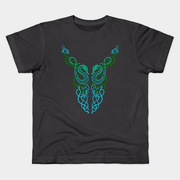 Celtic dragons with flowers Kids T-Shirt by AGT